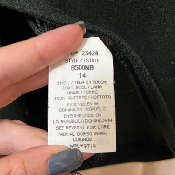 Sag Harbor Elegant Dark Green Oversized Wool Blazer Shoulder Pads Size 14 - Picture 3 of 8